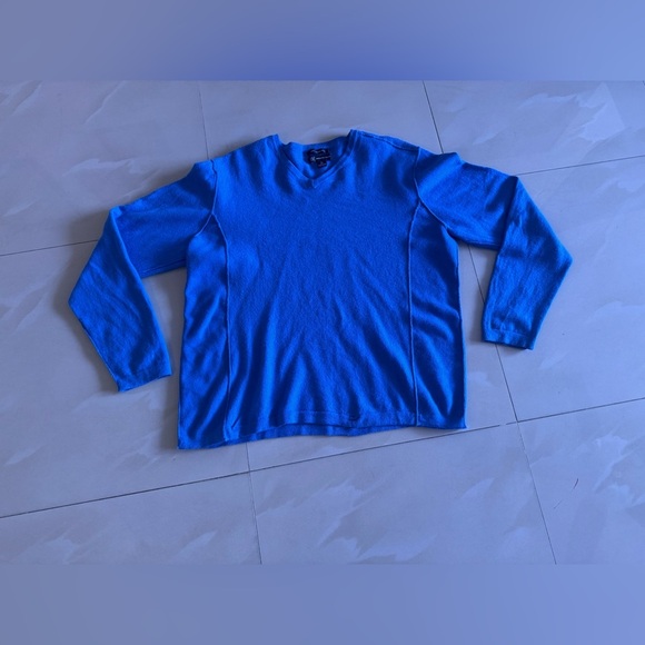 INC International Concepts Merino Wool sweater Blue V Neck soft long sleeve - Picture 12 of 14